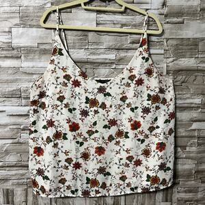 Banana Republic Tie Front Cami Cream Floral Multicolor Size XL Tank Top Blouse